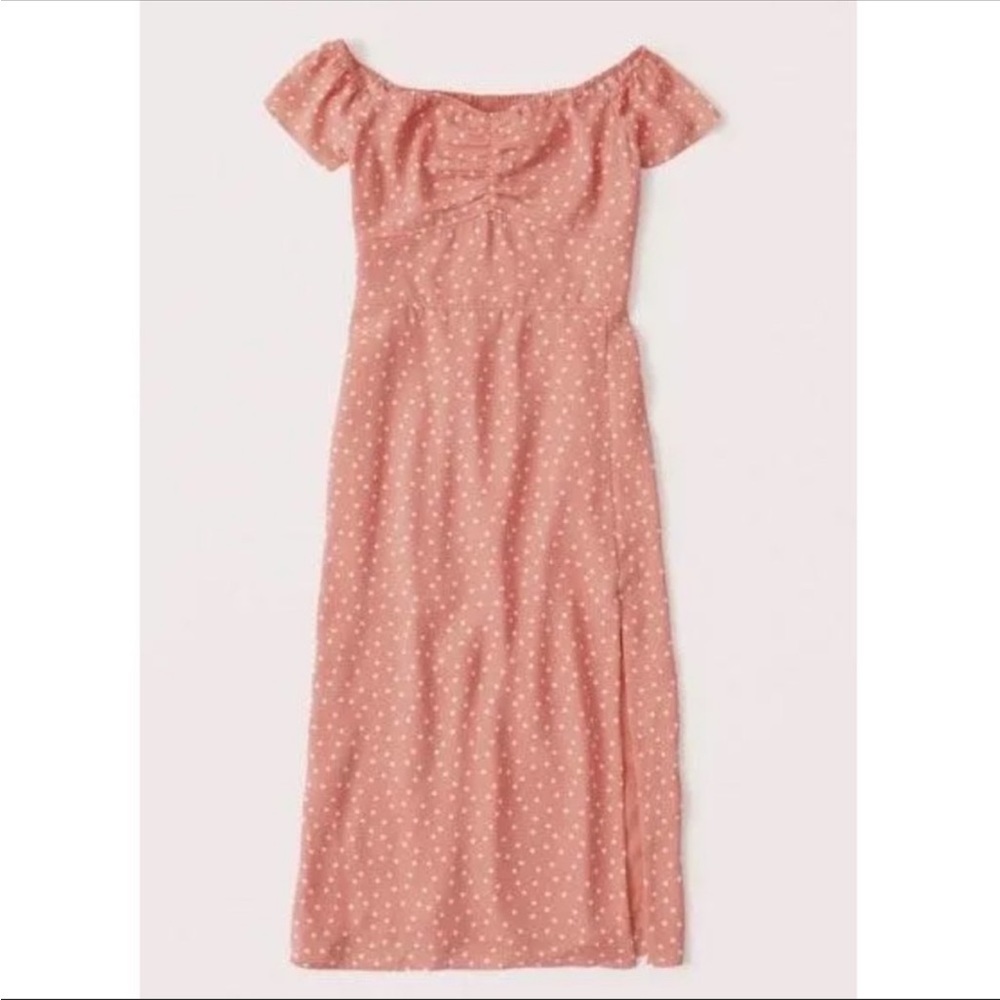 NWT Abercrombie Peach Polka dot dress off the shoulder XL